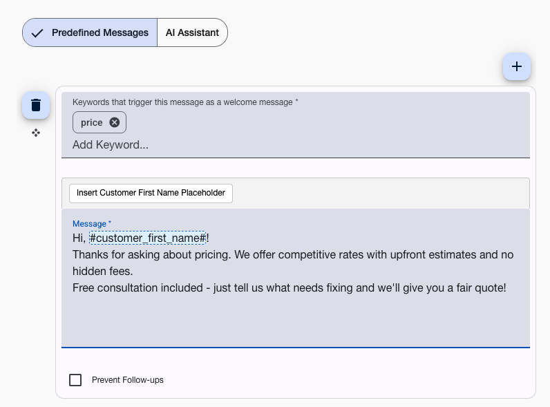 Predefined Messages Configuration
