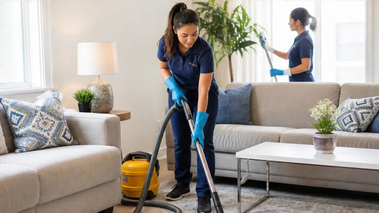 NZ Leads for Cleaning Businesses: Book More Yelp and Thumbtack Jobs. cleaning professional reviewing a new booking inquiry.