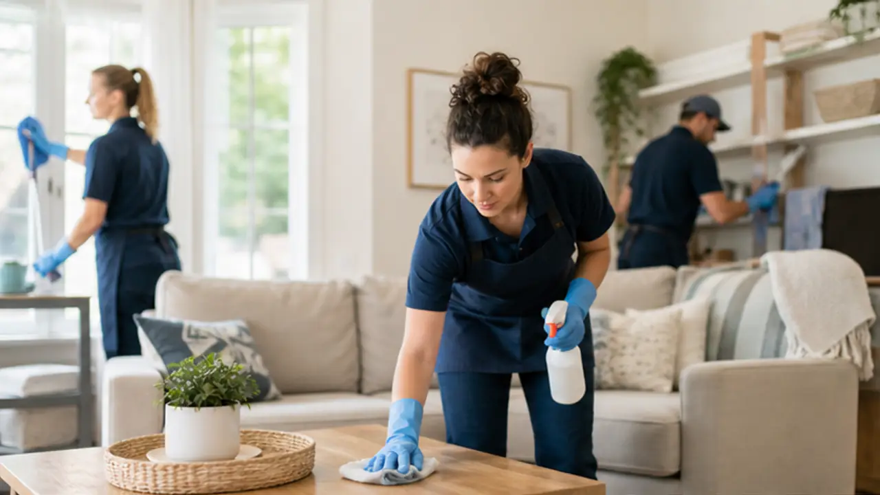 Cleaning Company Lead Automation: Close More Thumbtack and Yelp Jobs. cleaning professional reviewing a new booking inquiry.